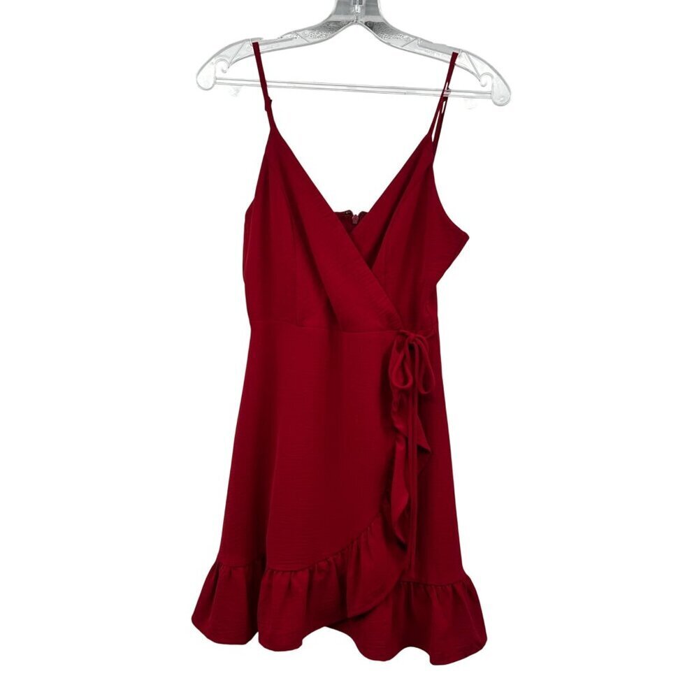 Altar'd State Faux Wrap Mini Dress Spaghetti Straps Ruffle Red Size XS